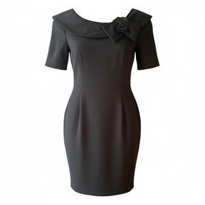 Oscar de la Renta Black Dress with Floral Accent